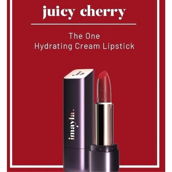 IMAYLA - NIB The One Hydrating Cream Lipstick/"Juicy Cherry"/Free Makeup Case - Picture 4 of 16